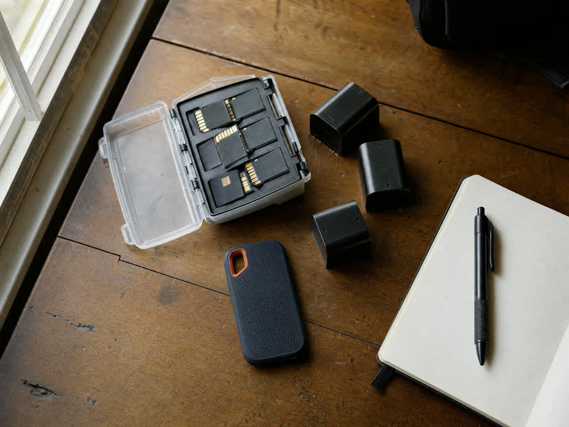 Batterie, schede di memoria e disco di backup